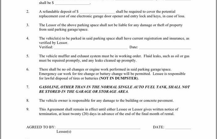 Tenancy Agreement Template For A Garage