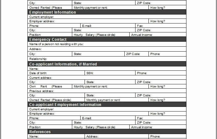 Tenancy Application Form Template