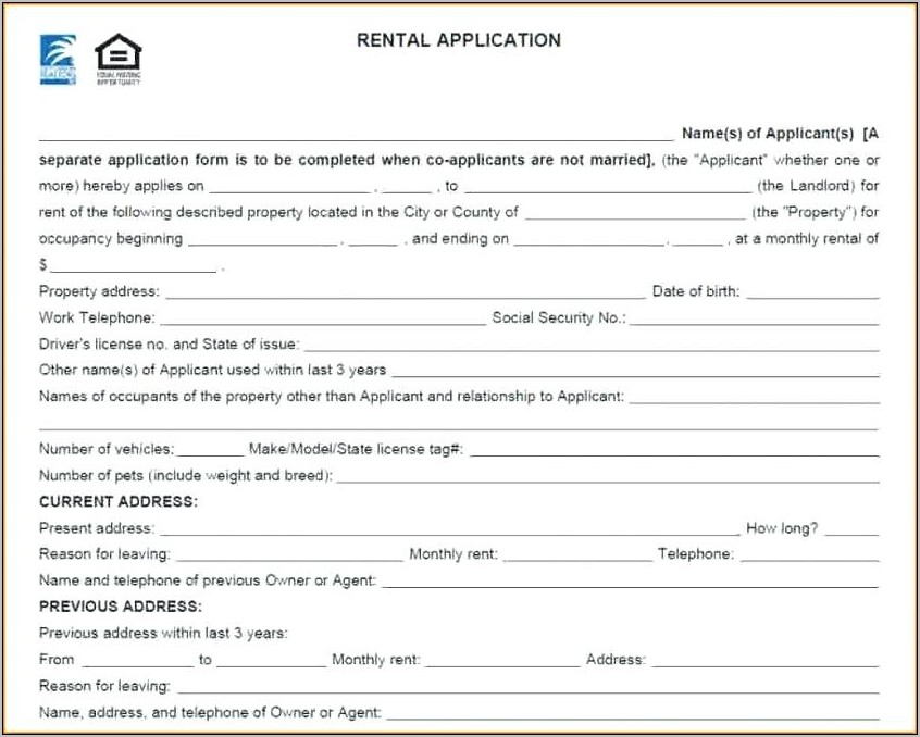 Tenancy Application Form Template Qld