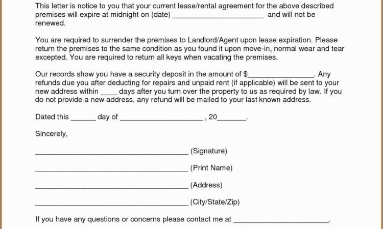 Tenancy Notice Letter Example