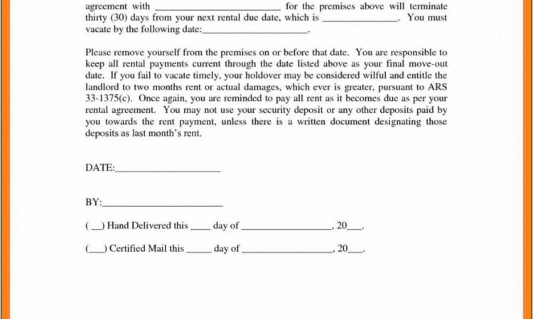 Tenant 30 Day Notice To Vacate Example