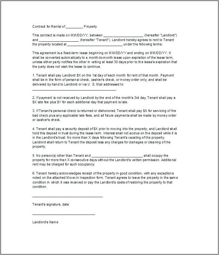 Tenant Application Form Template South Africa