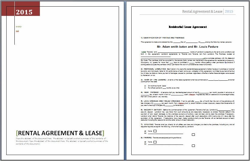 Tenant Contract Template Word
