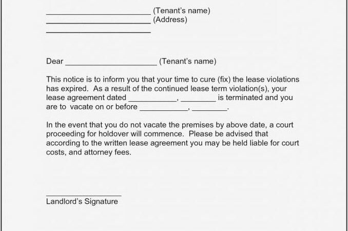 Tenant Lease Termination Letter Template