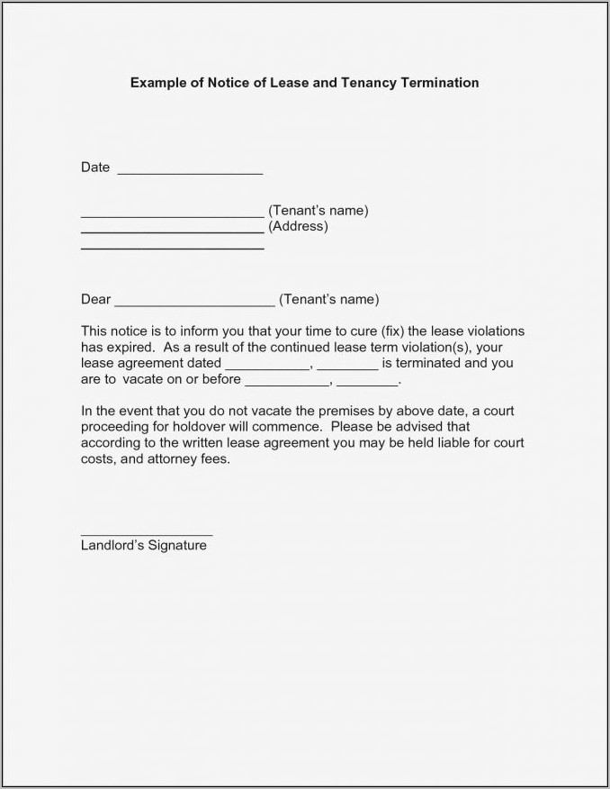 Tenant Lease Termination Letter Template