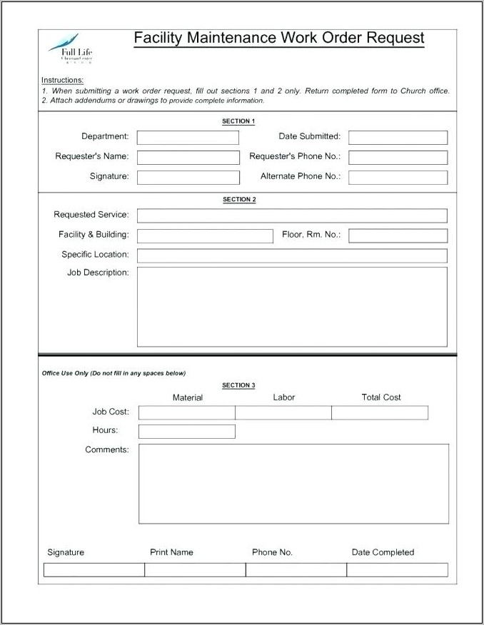 Tenant Repair Request Form Template