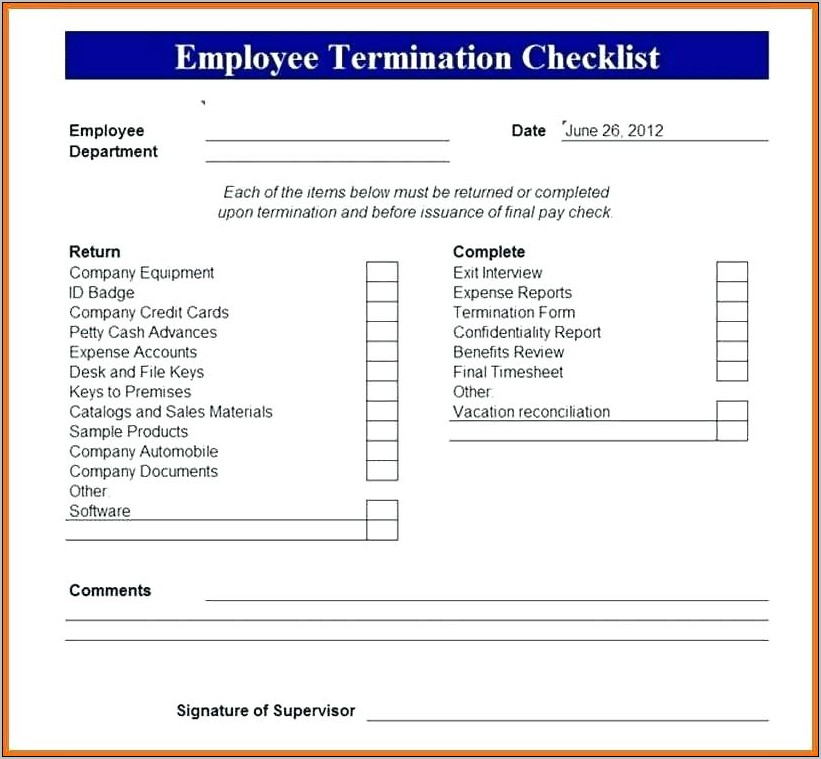 Termination Of Employment Form Pdf