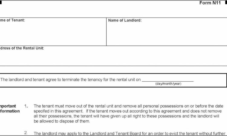 Termination Of Lease Agreement Form Ontario