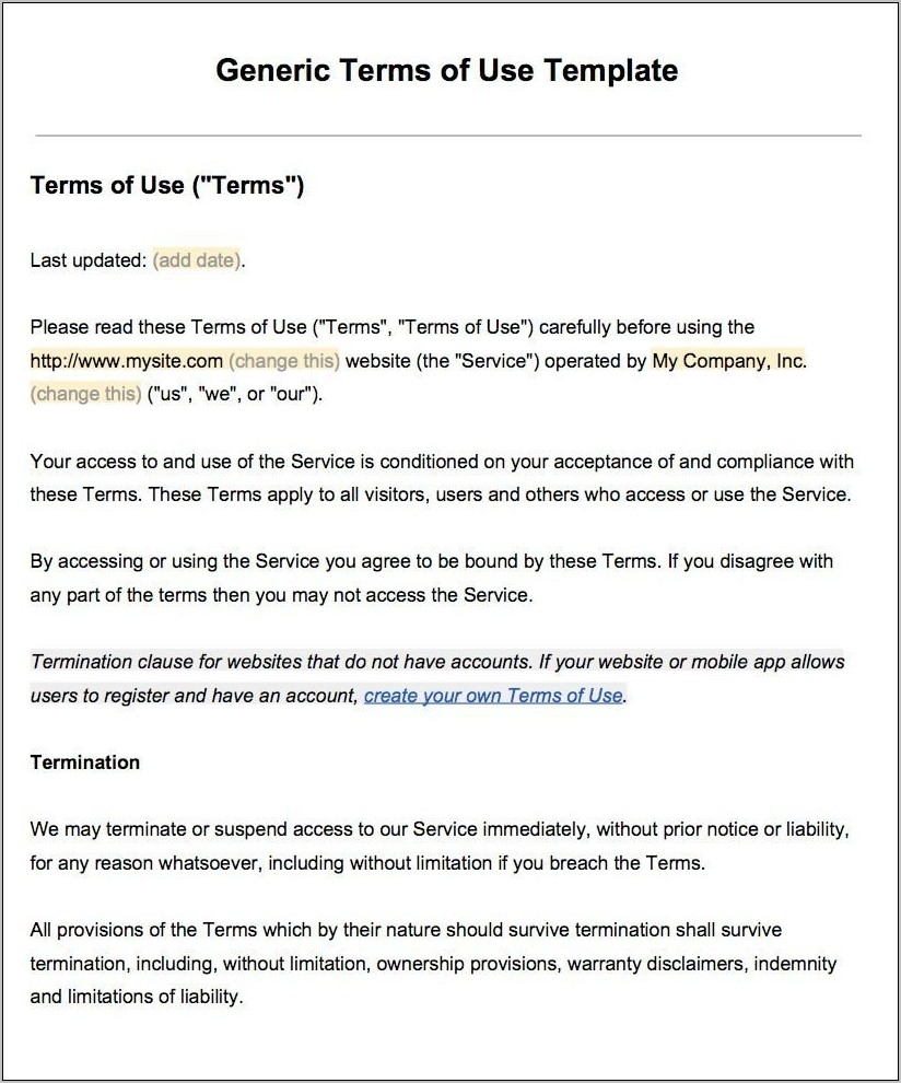 Terms And Conditions Template New Zealand