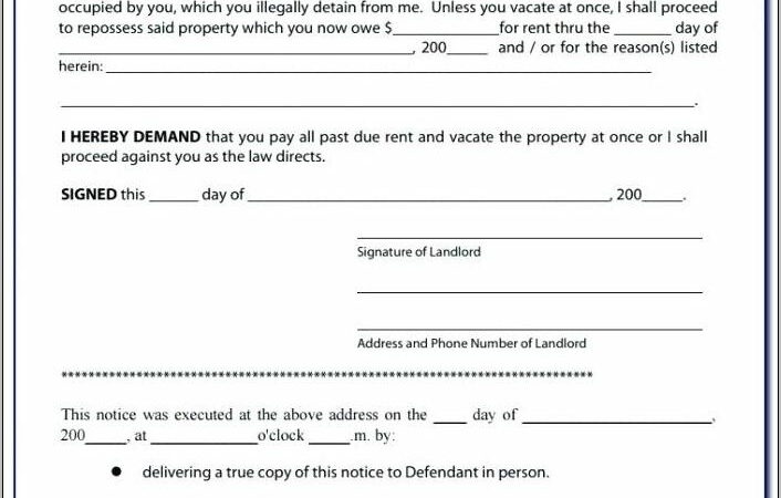 Texas 30 Day Notice To Vacate Form