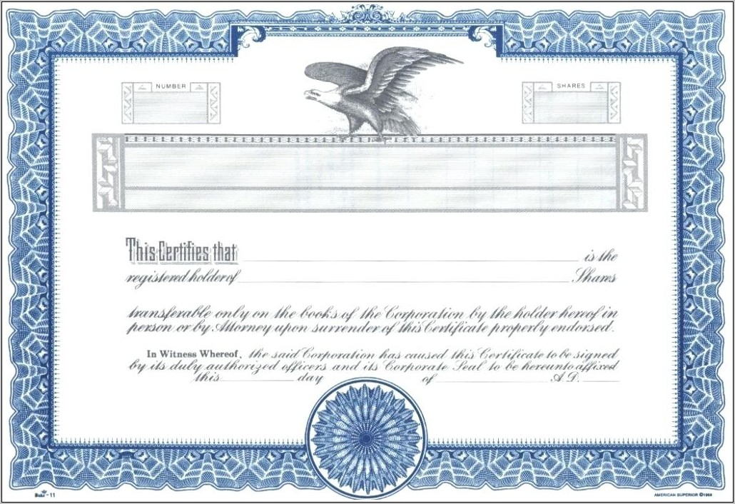 Texas Corporation Stock Certificate Form