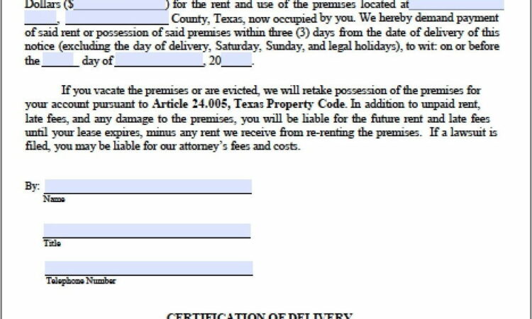 Texas Eviction Notice Form No Lease