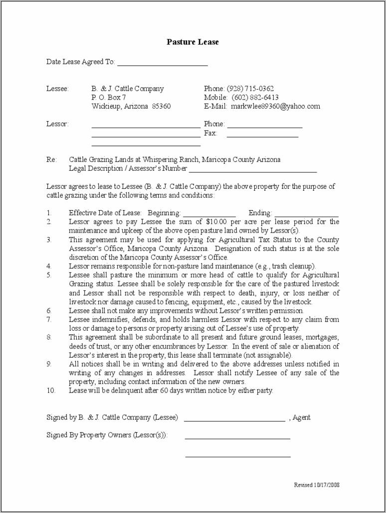 Texas Land Lease Agreement Template