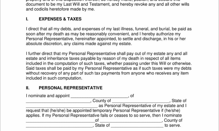 Texas Last Will And Testament Free Template