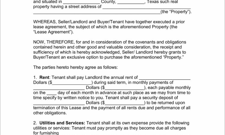 Texas Lease Agreement Form