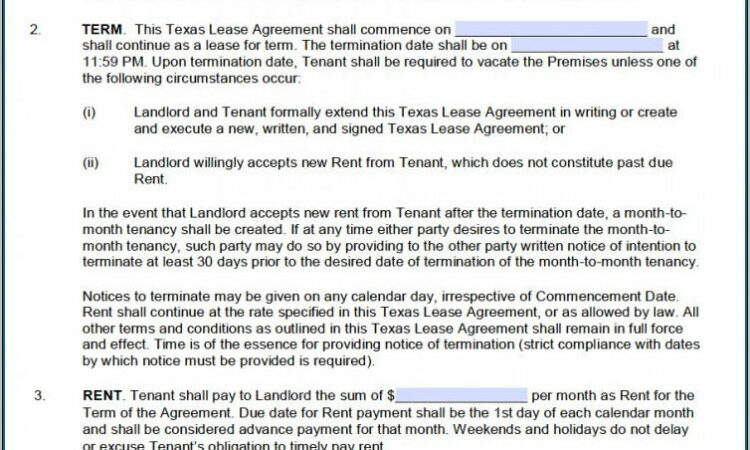 Texas Lease Agreement Form Pdf