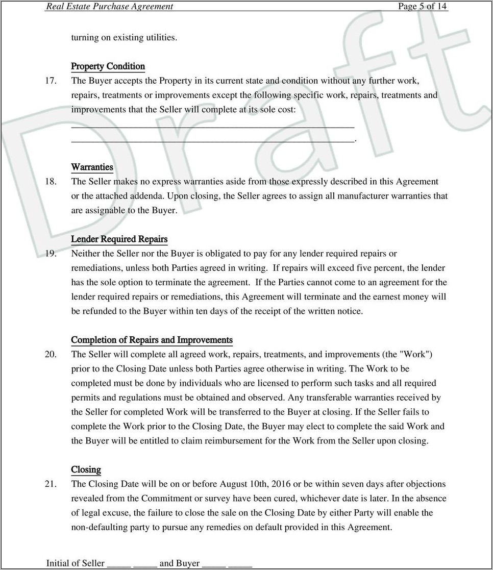 Texas Real Estate Sales Contract Form