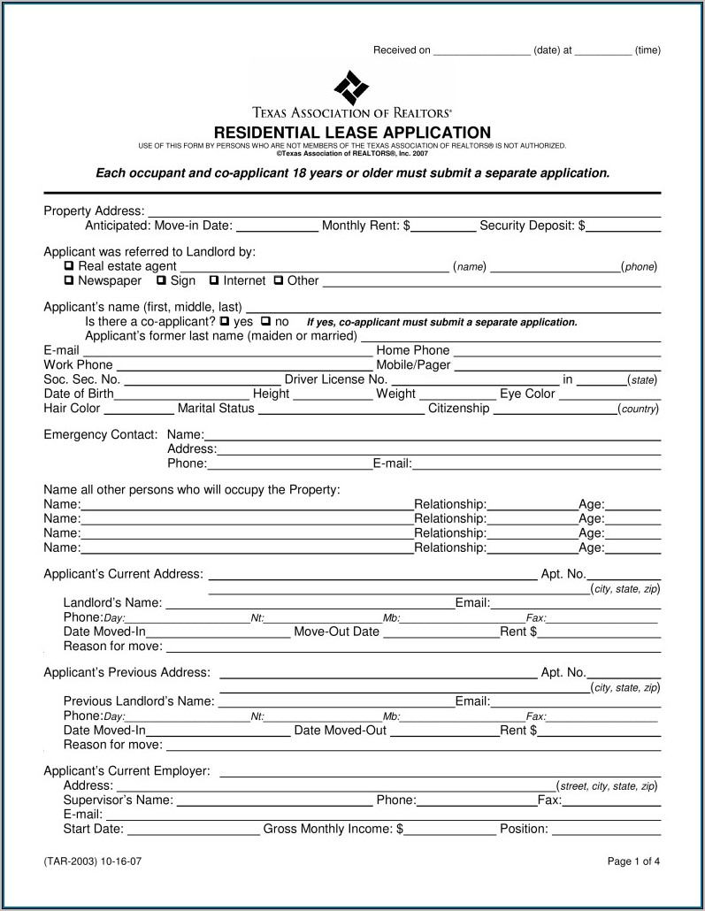 Texas Residential Lease Agreement Form