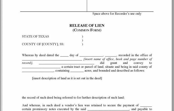 Texas Subcontractor Lien Waiver Form