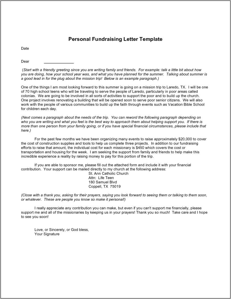 Thank You Letter Sample For Fundraising