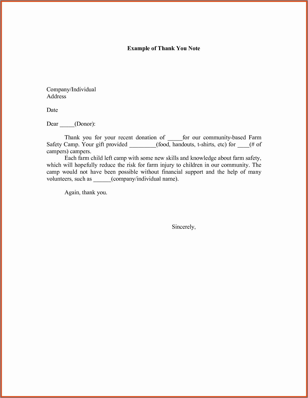 Thank You Letter Template For Donations