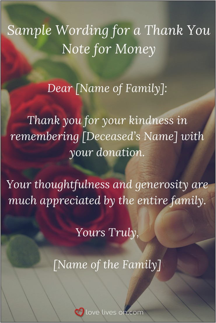 Thank You Note For Donation Funeral