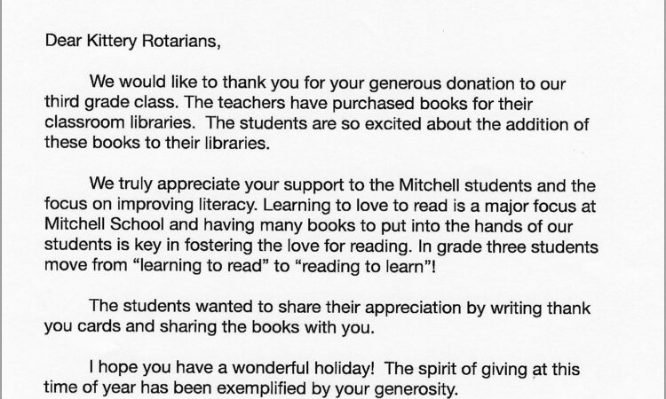 Thank You Notes For Donations To School