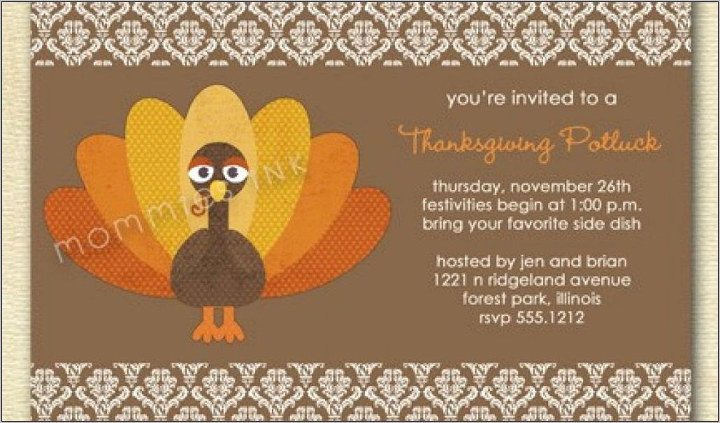 Thanksgiving Potluck Invite Template