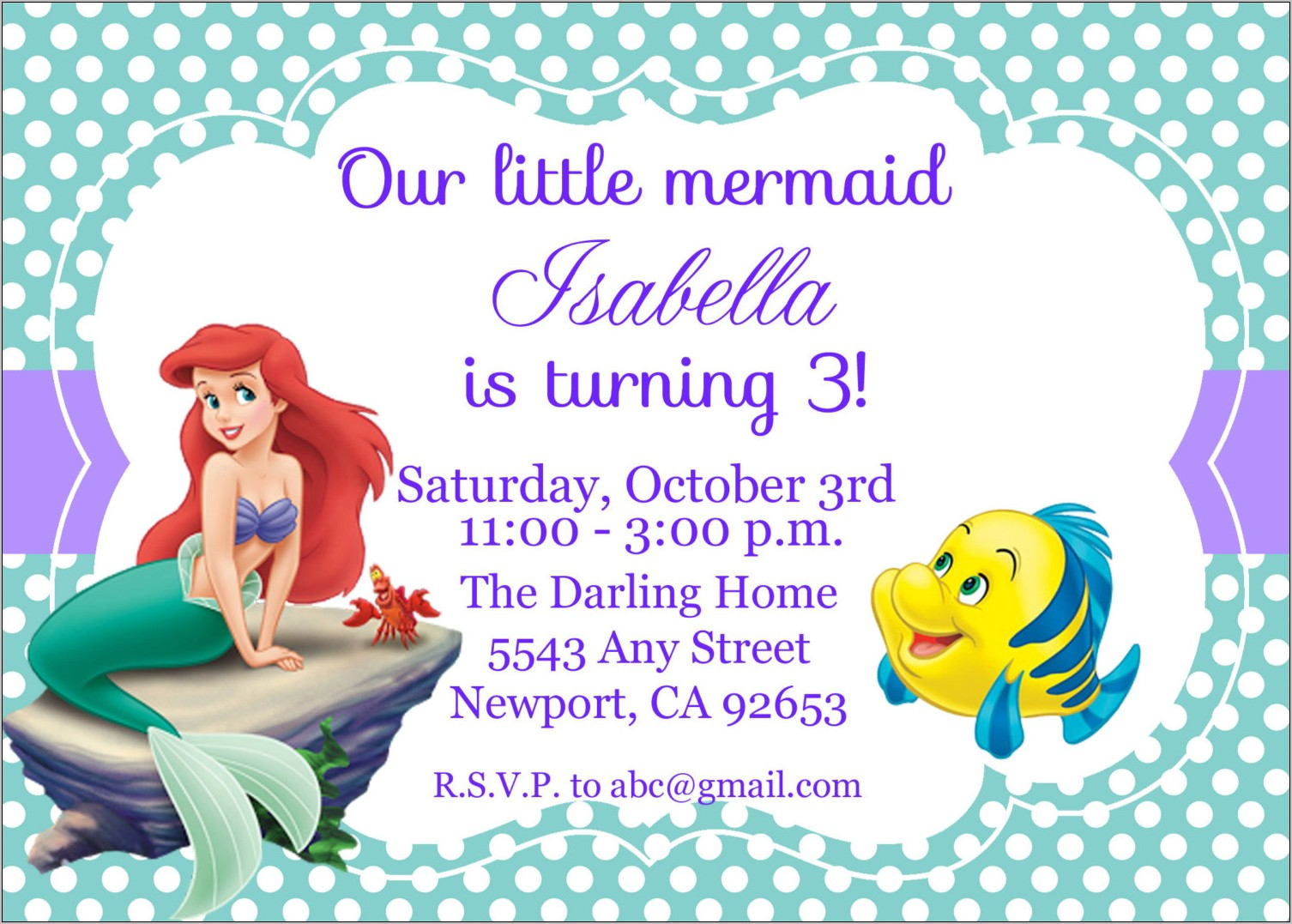 The Little Mermaid Birthday Invitations Templates Free