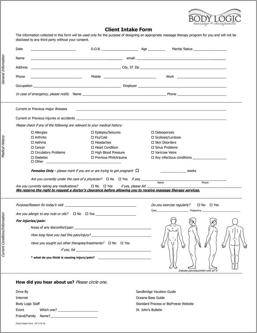 Therapy Intake Form Sample