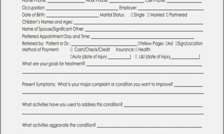 Therapy Intake Form Template