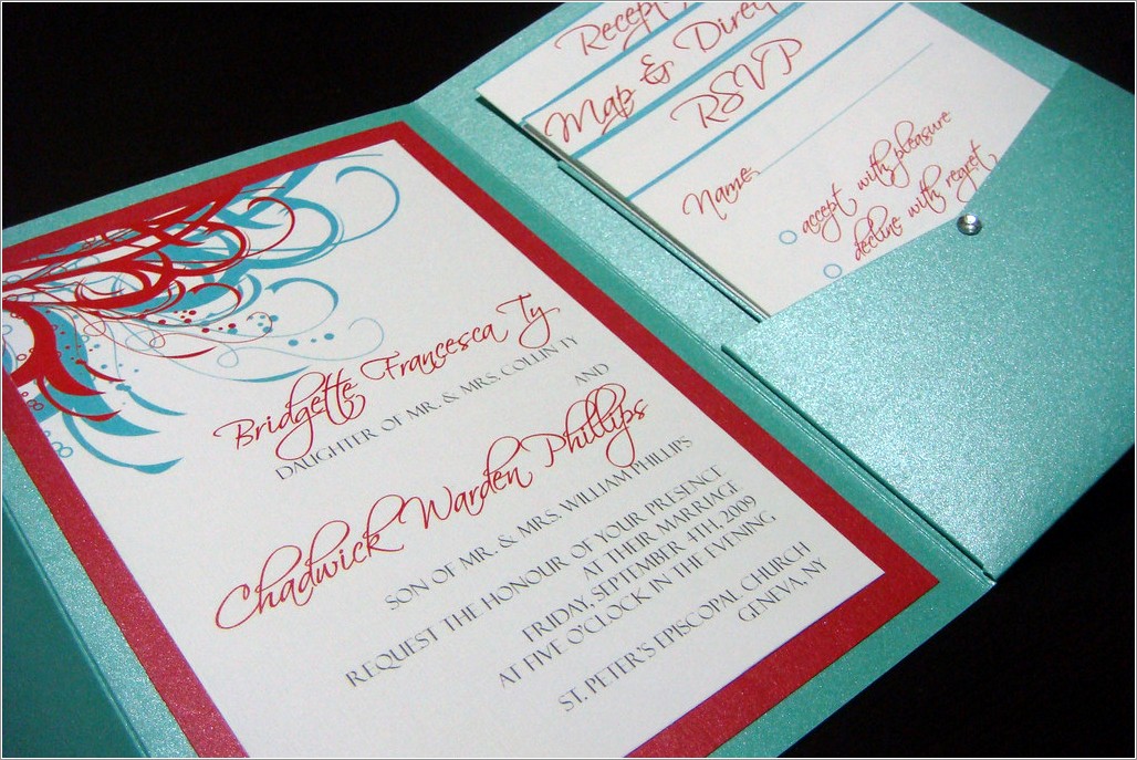 Tiffany Blue And Red Wedding Invitations