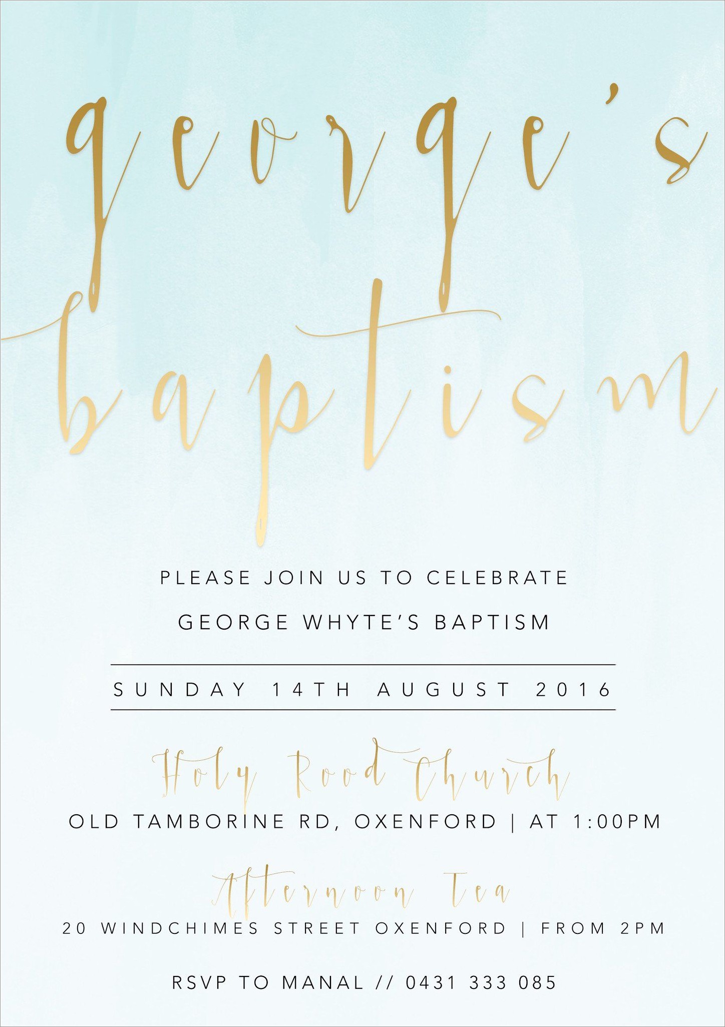 Tiffany Blue Baptism Invitations