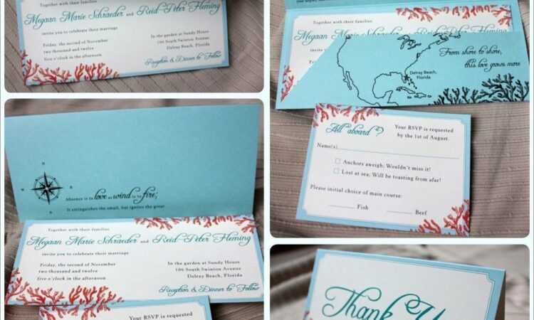 Tiffany Blue Beach Wedding Invitations