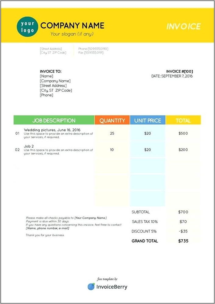 Time And Expense Invoice Template