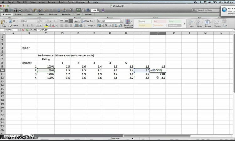 Time And Motion Study Example Xls