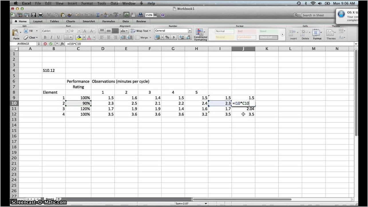 Time And Motion Study Example Xls