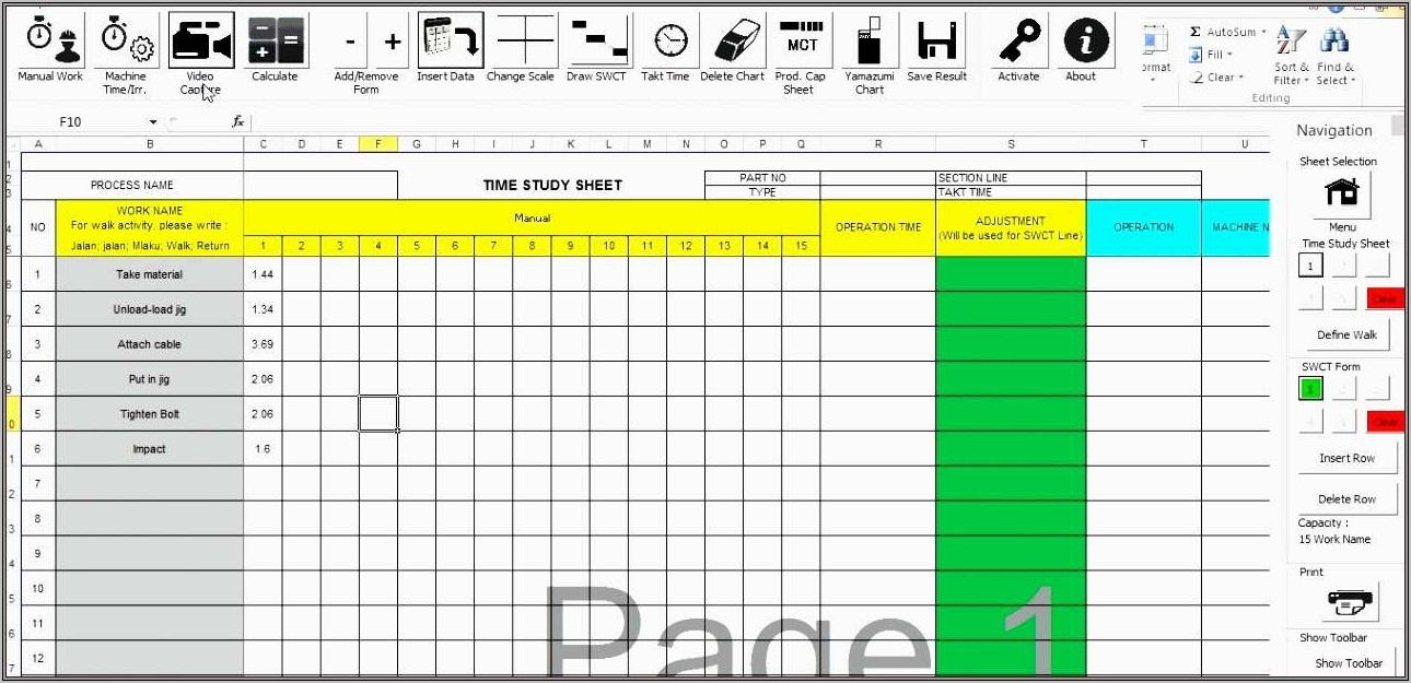 Time In Motion Study Template Download