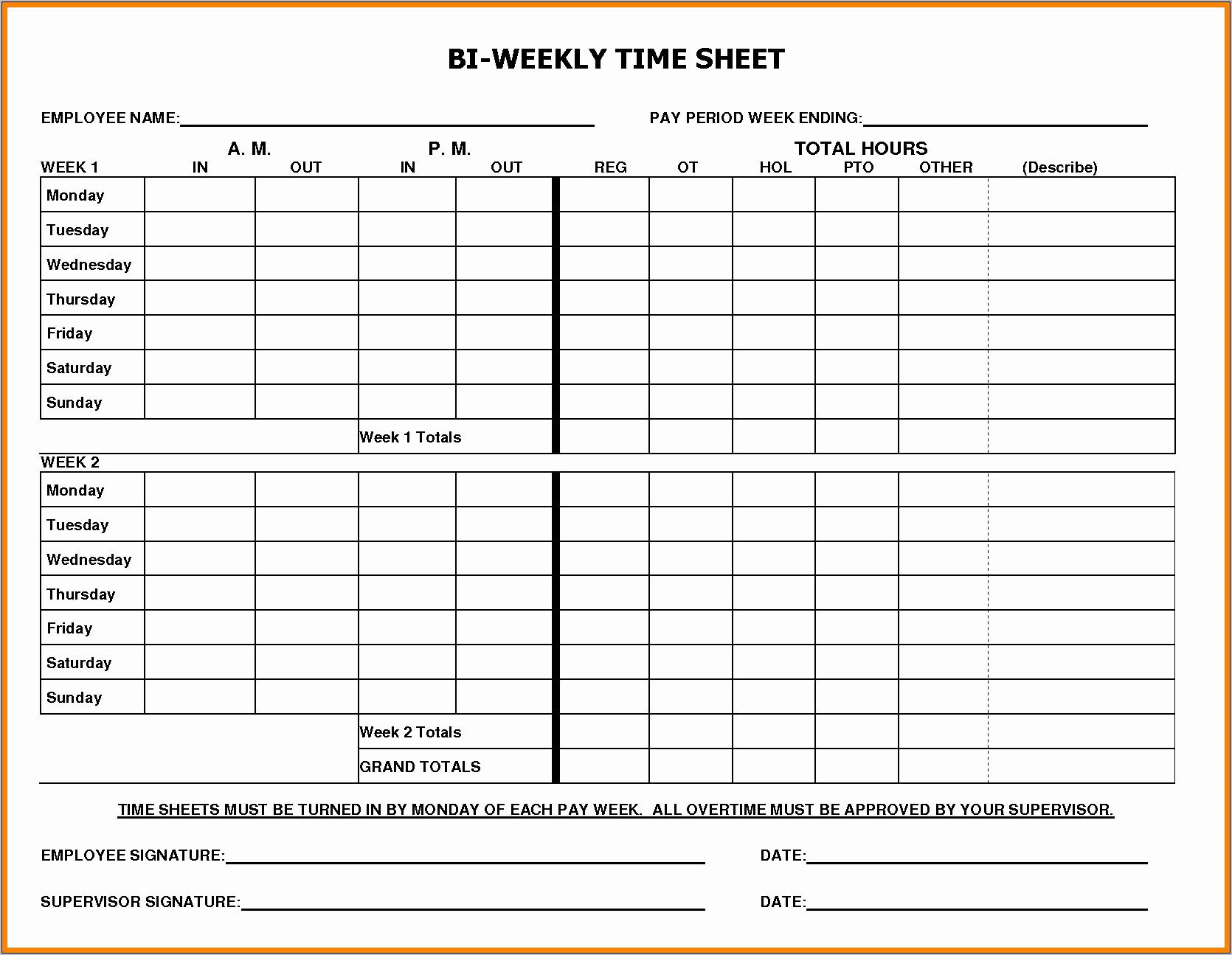 Timesheet Template For Casual Employees