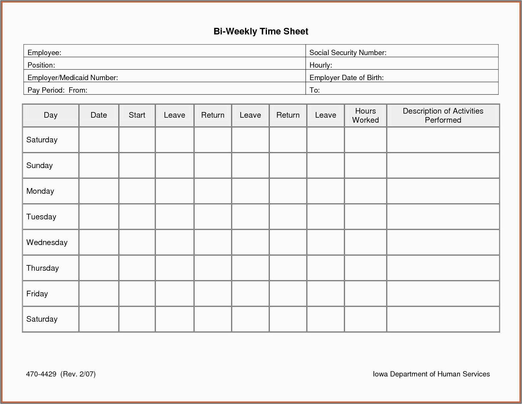 Timesheet Template For Exempt Employees