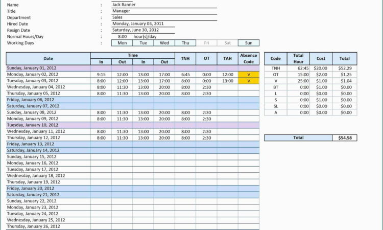 Timesheet Template For Mac