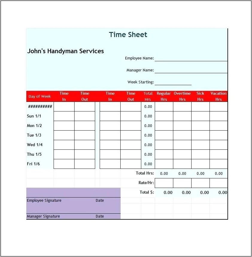 Timesheet Template For Mac Numbers
