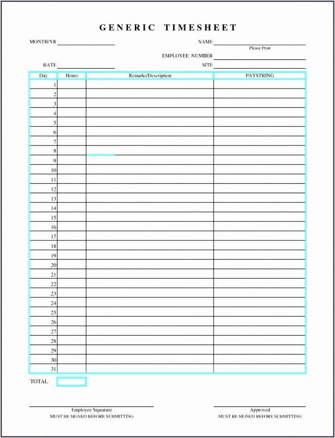 Timesheet Template For Multiple Employees