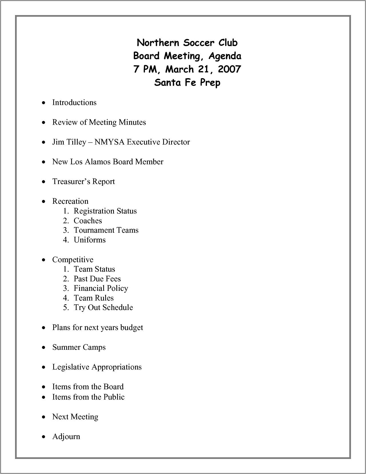 Toastmaster Meeting Minutes Template