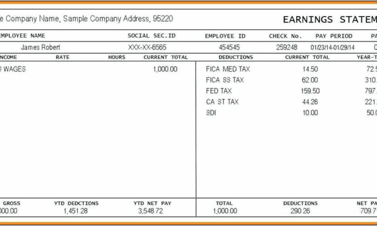 Total Pay Statement Template