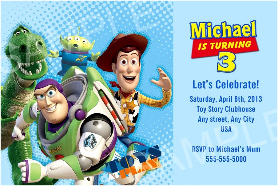 Toy Story Birthday Invitations Free