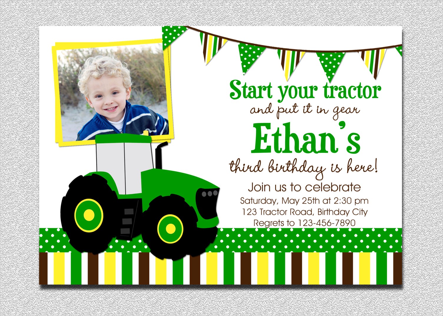 Tractor Birthday Invitation Templates