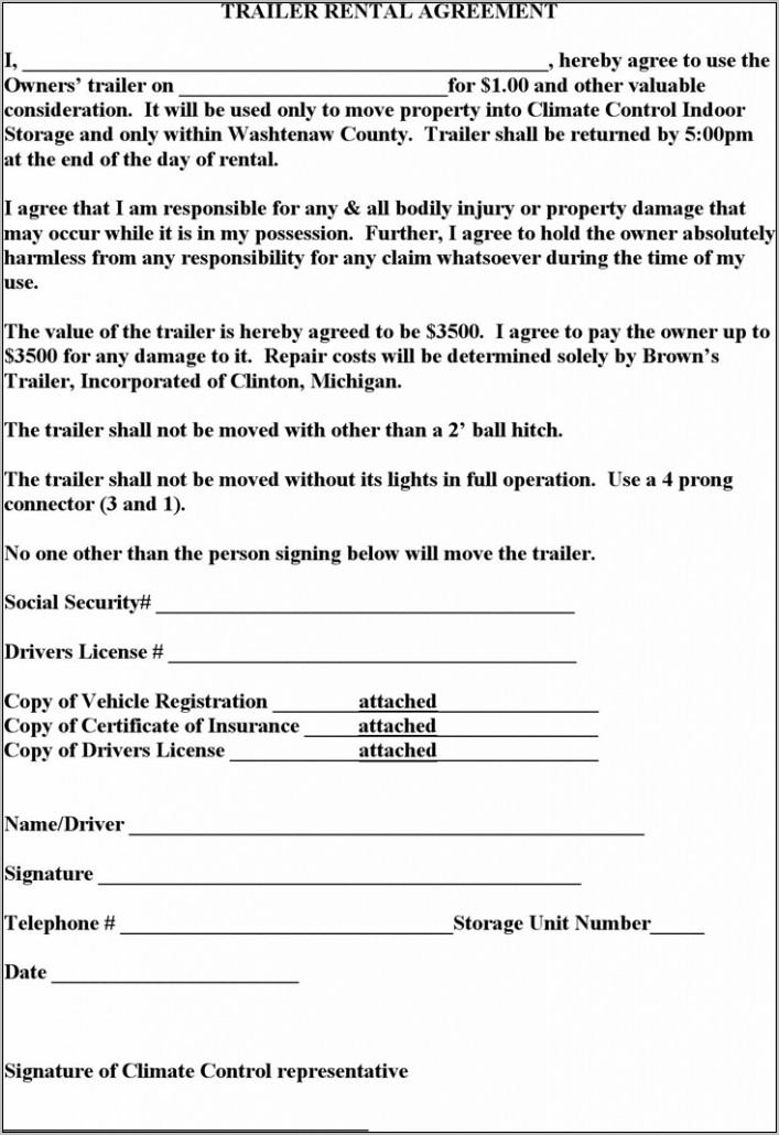 Trailer Hire Agreement Template