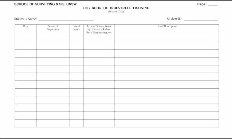 Training Log Book Sample