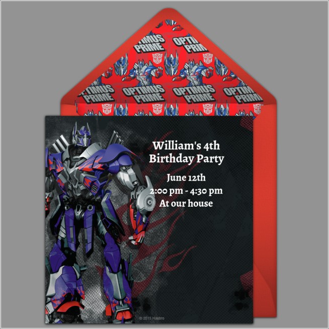 Transformers Birthday Invitations Online